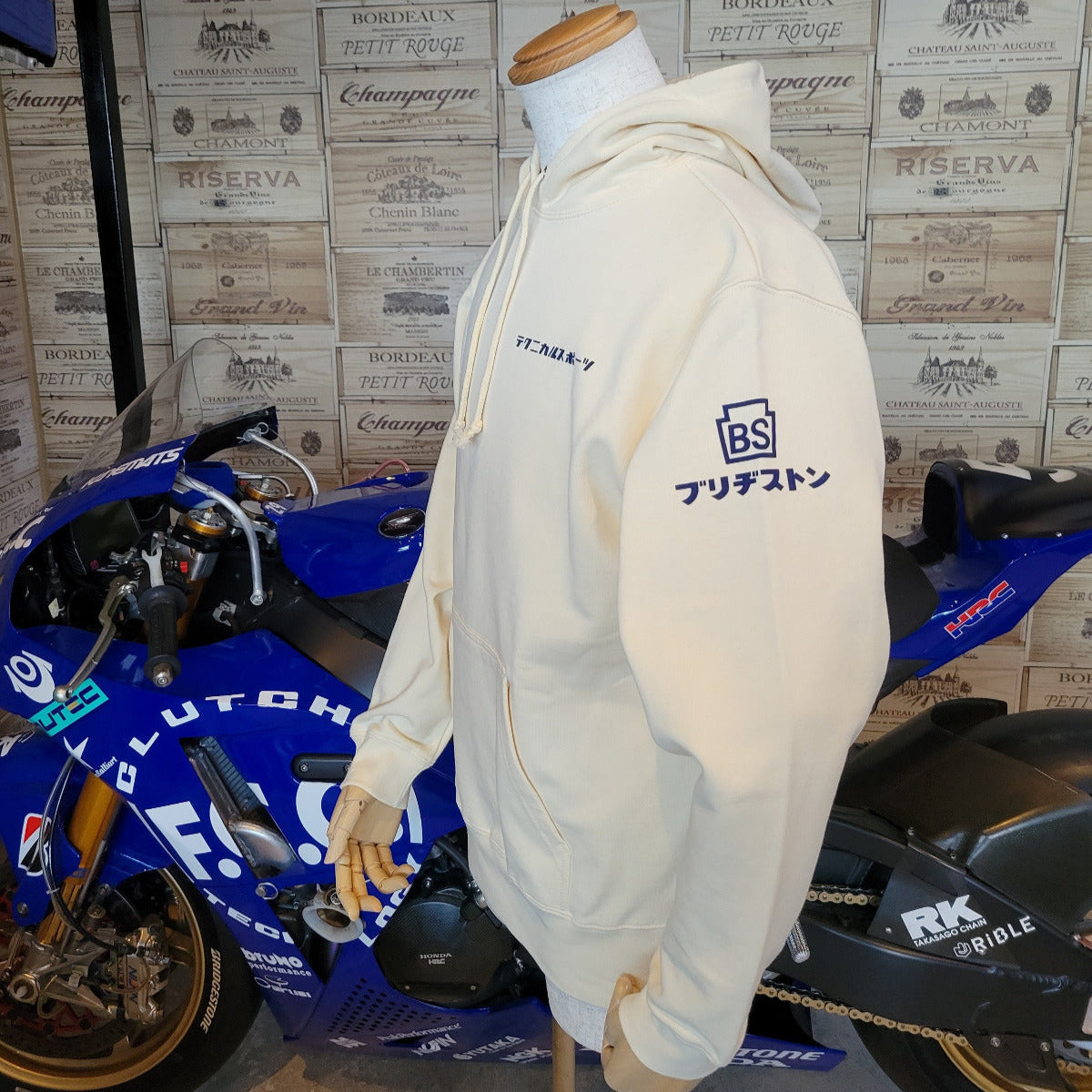 バイク一筋/テクニカルスポーツ フーディスウェットシャツ  サンドベージュ