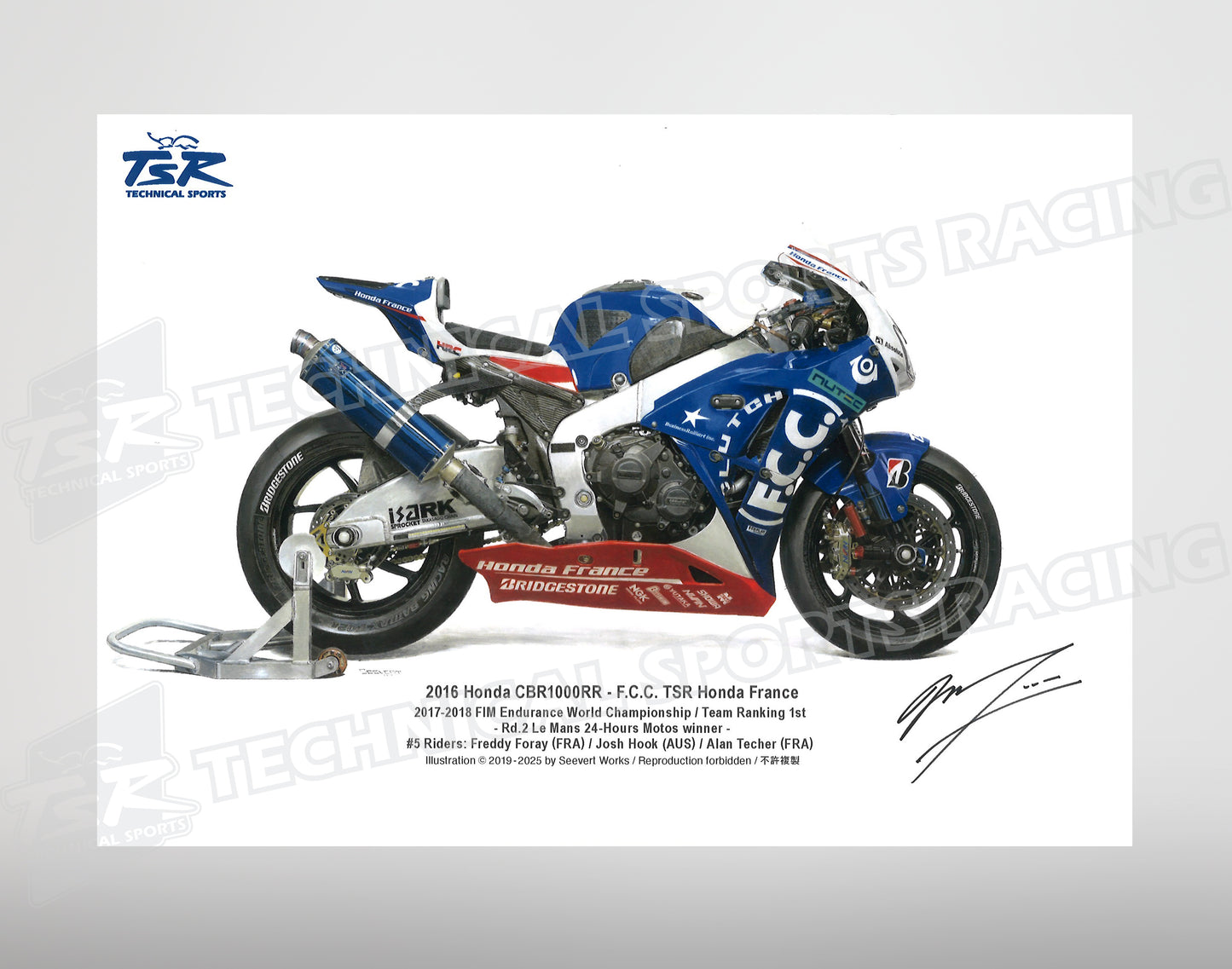 車両図版A5規格サイズ　2016 CBR1000RRW F.C.C. TSR Honda France